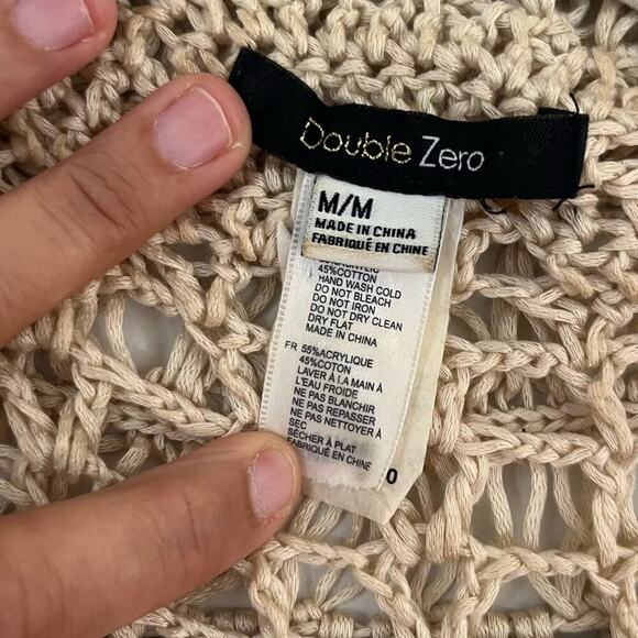 Double Zero Crochet Open Knit Cascade Vest Cardigan Medium Boho Sweater Top Y2K - Picture 8 of 11